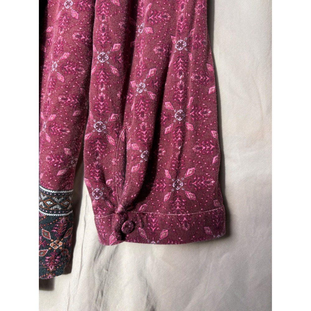Daniel Rainn Women's XL Burgundy Floral Pintuck Pleat Split Neck Blouse - Picture 11 of 13